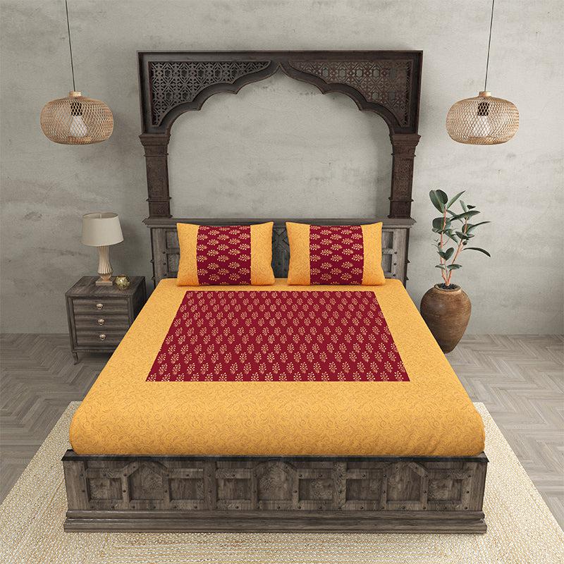 Buy Nalin Ethinic Bedsheet - Red,Yellow Bedsheets from Vaaree