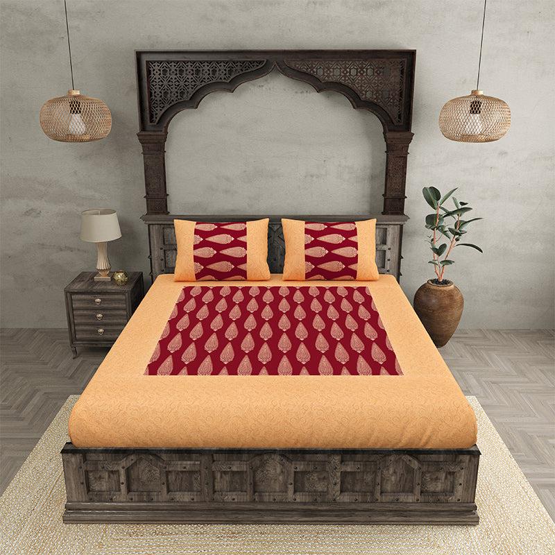 Buy Talav Ethnic Bedsheet - Red,Yellow Bedsheets from Vaaree