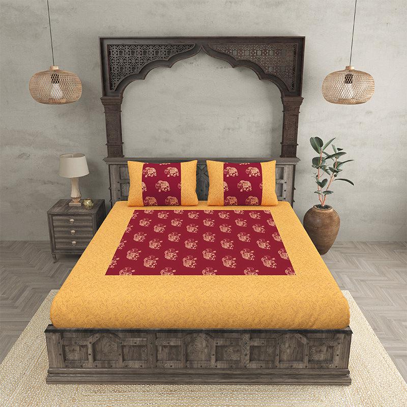 Buy Channe Ethnic Bedsheet - Red,Yellow Bedsheets from Vaaree