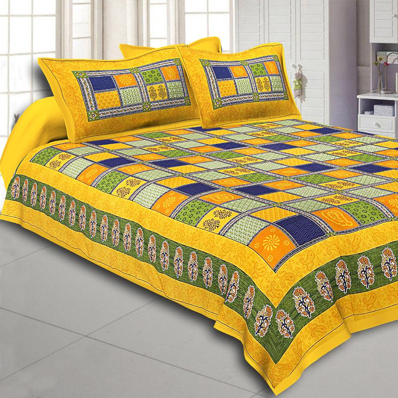 Buy Kian Geomatric Bedsheet - Yellow Bedsheets from Vaaree