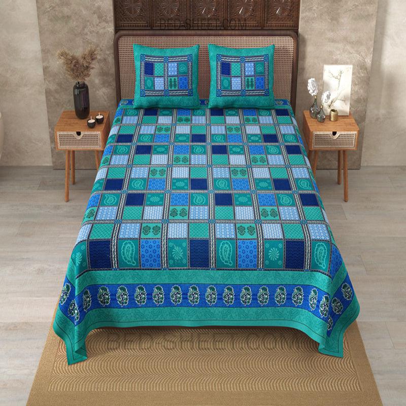 Buy Taral Geomatric Bedsheet - Blue Bedsheets from Vaaree