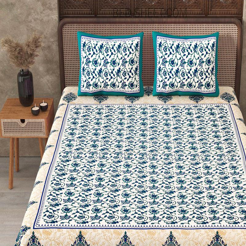 Buy Tahir Floral Bedsheet - Blue Bedsheets from Vaaree