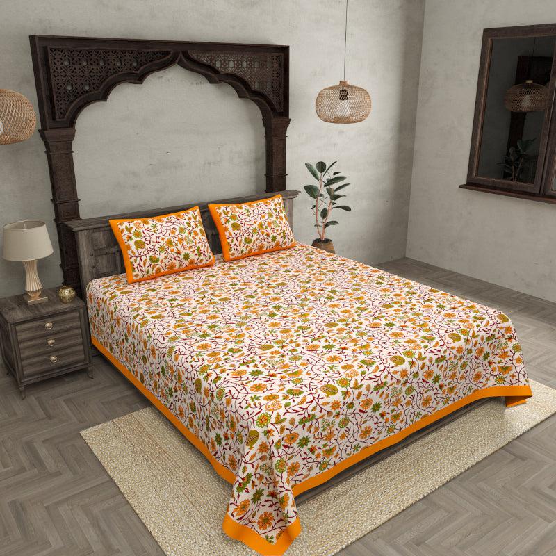 Buy Vihaan Ethnic Bedsheet - Orange Bedsheets from Vaaree