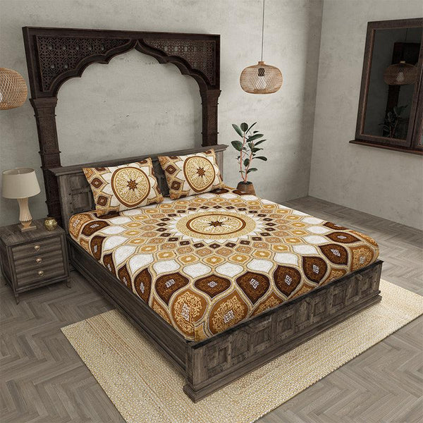 Buy Navaj Mandala Bedsheet - Yellow,Brown Bedsheets from Vaaree