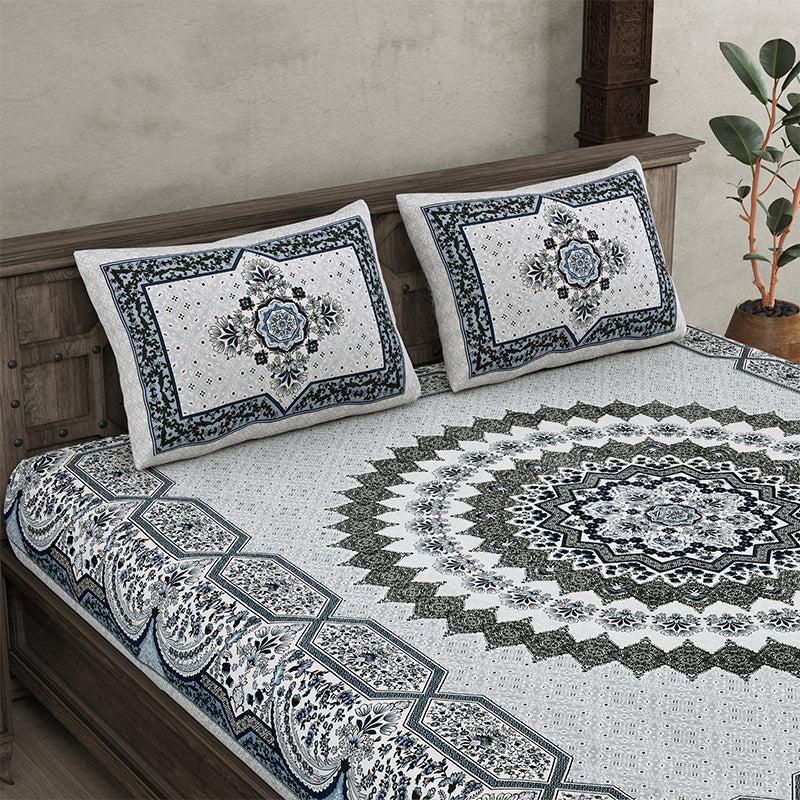 Buy Chaital Ethnic Bedsheet - Grey Bedsheets from Vaaree