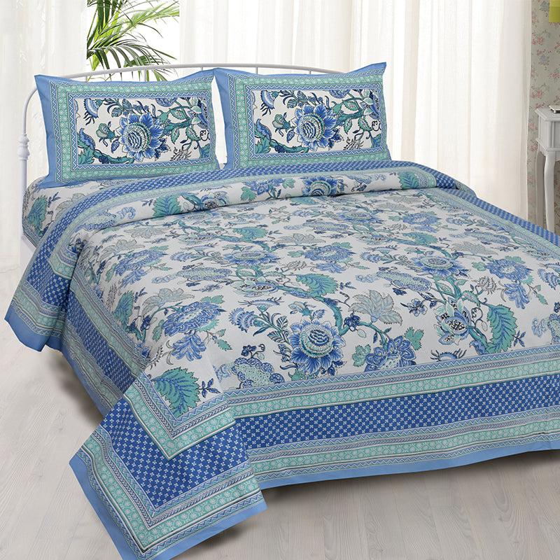 Buy Panna Floral Bedsheet - Blue Bedsheets from Vaaree