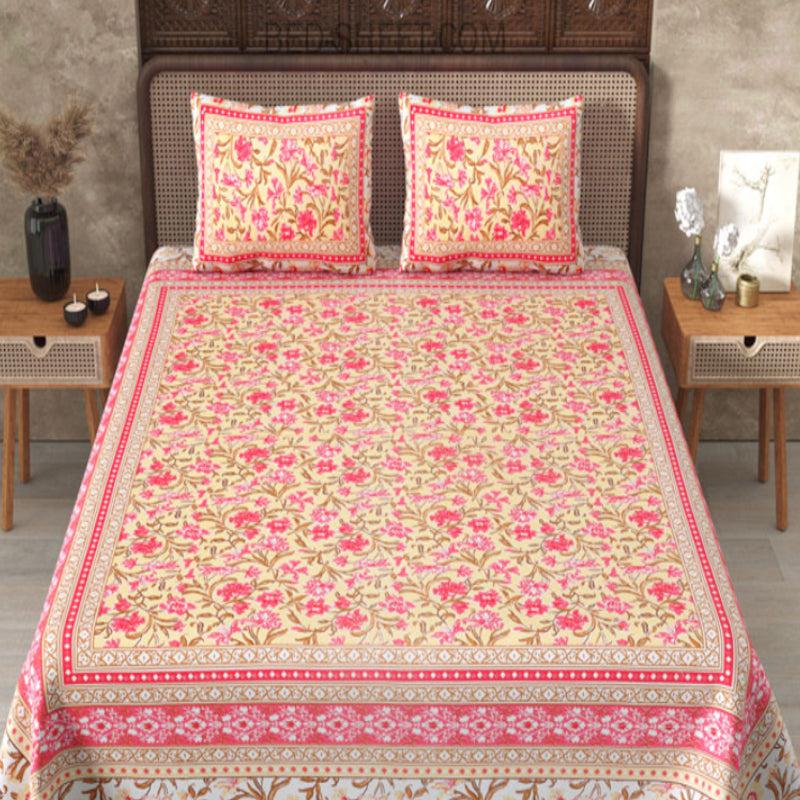 Buy Nagumo Floral Bedsheet - Pink Bedsheets from Vaaree