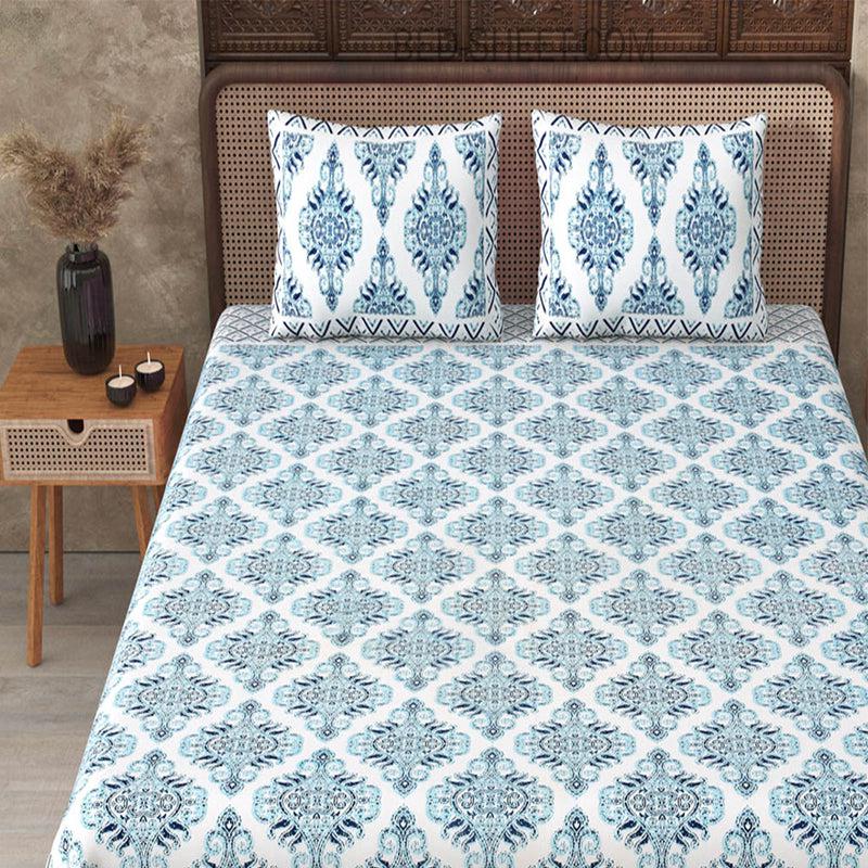 Buy Dhutha Ethnic Bedsheet - Blue Bedsheets from Vaaree