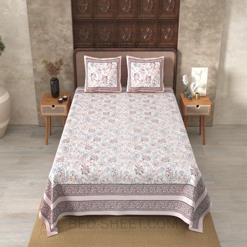 Buy Fresya Floral Bedsheet - White,Pink Bedsheets from Vaaree