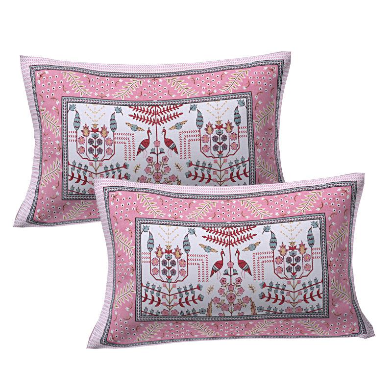 Buy Hara Ethnic Bedsheet - White,Pink Bedsheets from Vaaree