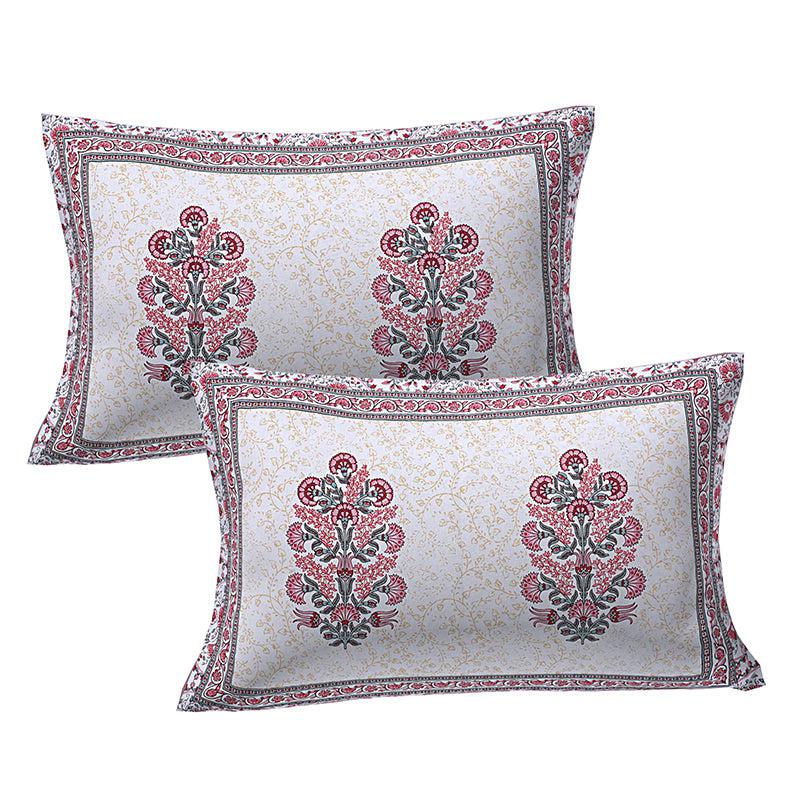 Buy Kruti Ethnic Bedsheet - White,Pink Bedsheets from Vaaree