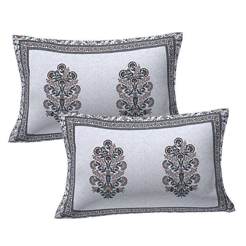 Buy Kruti Ethnic Bedsheet - White & Grey Bedsheets from Vaaree