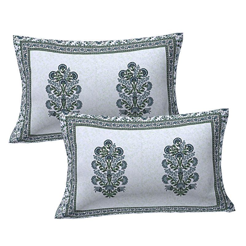 Buy Kruti Ethnic Bedsheet - White & Green Bedsheets from Vaaree