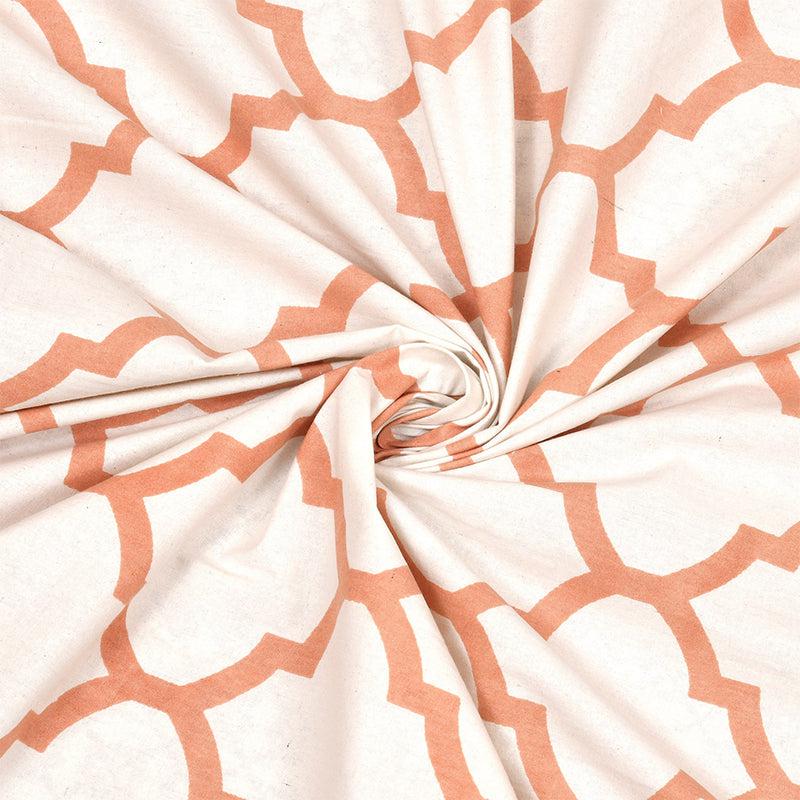 Buy Sainta Geomatric Bedsheet - White & Orange Bedsheets from Vaaree