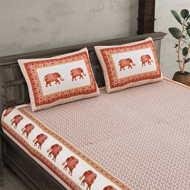 Buy Gaj Ethnic Bedsheet - Red Bedsheets from Vaaree