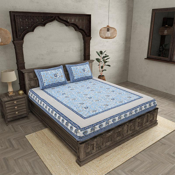 Buy Yantra Ethnic Bedsheet - Blue Bedsheets from Vaaree