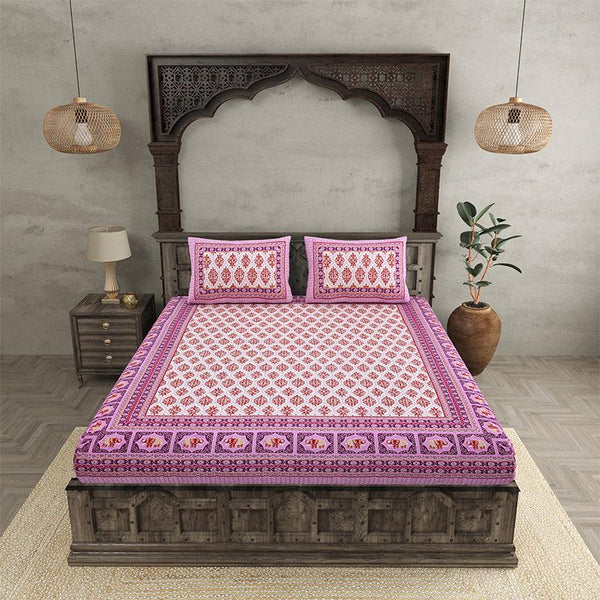 Buy Mahat Ethnic Bedsheet - Pink Bedsheets from Vaaree