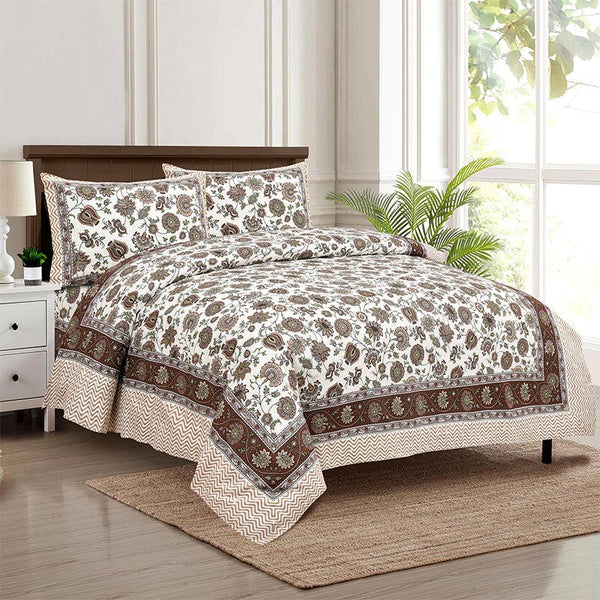 Buy Danta Ethnic Bedsheet - White & Dark Brown Bedsheets from Vaaree