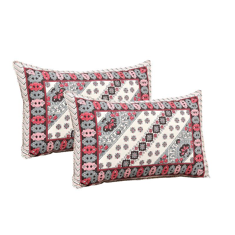 Buy Eshan Ethnic Bedsheet - White,Pink Bedsheets from Vaaree