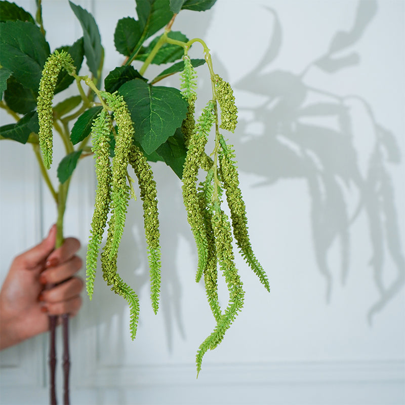 Artificial Flowers - Faux Light Green Foxtail Amaranthus Stick (38 CM) - Set Of Two