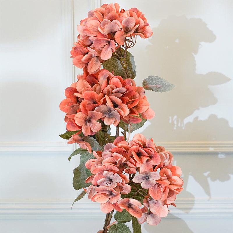 Buy Faux Autumn Hydrangea Flower Stick (Orange) - 34 CM Artificial Flowers from Vaaree