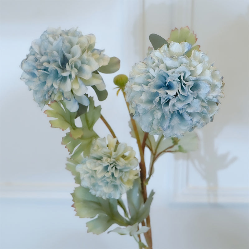 Buy Faux Ball Mum Chrysanthemum Flower Stick (Blue) - 28 CM Artificial Flowers from Vaaree