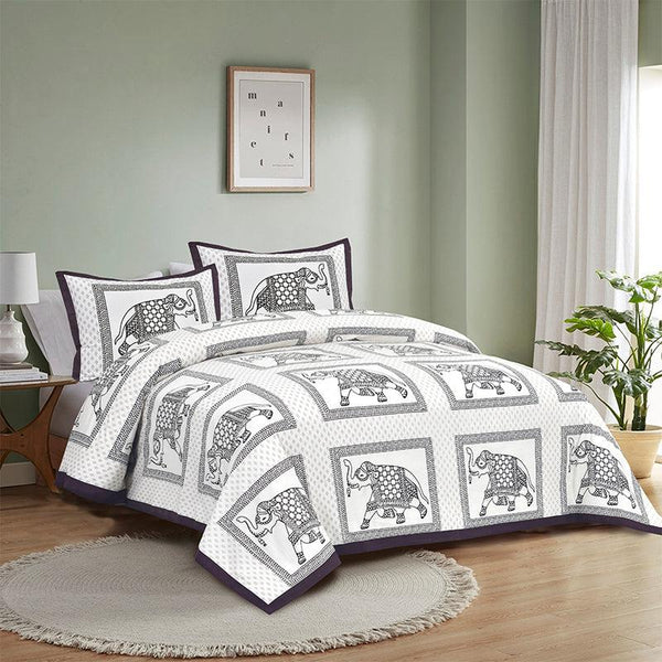 Buy Gajraja Printed Bedsheet - Grey & Black Bedsheets from Vaaree