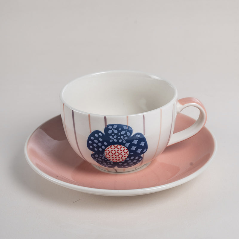 Buy Petunia Handpainted Cup & Saucer (180 ML) - Eight Piece Set Tea Cup & Saucer from Vaaree