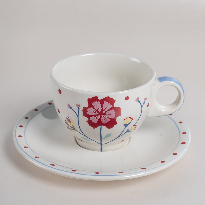 Buy Gloria Handpainted Cup & Saucer (180 ML) - Eight Piece Set Tea Cup & Saucer from Vaaree