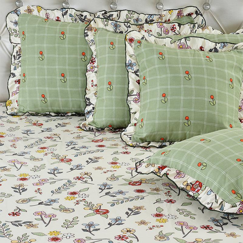 Buy Natura Frilled Floral Bedding Set - Five Piece Set Bedding Set from Vaaree