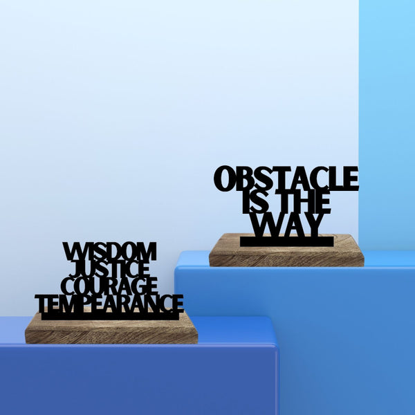 Stoic Virtues & Resilience Typography Showpiece - Set Of Two