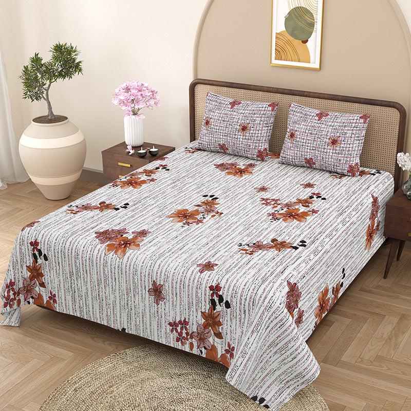 Buy Calla Floral Bedsheet - Orange Bedsheets from Vaaree