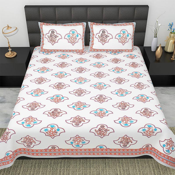 Buy Sybil Floral Bedsheet - White & Pink Bedsheets from Vaaree