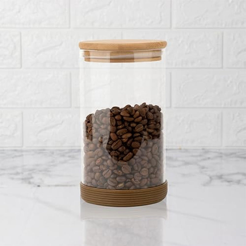 Jar - Mito Airtight Storage Jar With Wooden Lid (1000 ML) - Set Of Two