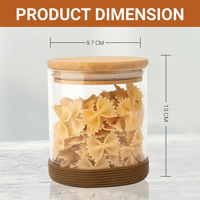 Jar - Mito Airtight Storage Jar With Wooden Lid (600 ML) - Set Of Two