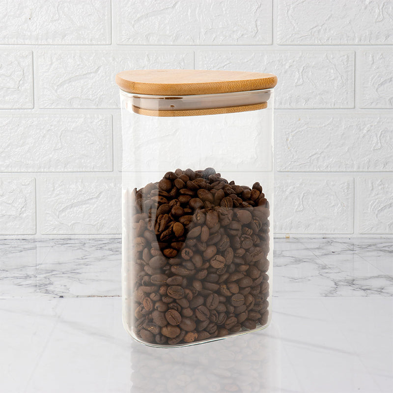 Jar - Nilma Airtight Storage Lar With Wooden Lid (900 ML) - Set Of Two