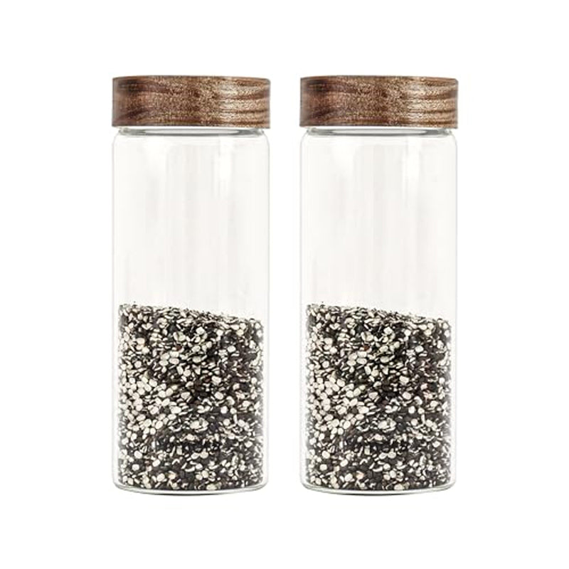 Jar - Ethel Storage Jar With Wooden Screw Lid (750 ML) - Set Of Two