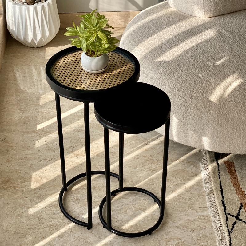 Buy Meha Rattan Accent Table - Set Of Two Side & Bedside Tables from Vaaree