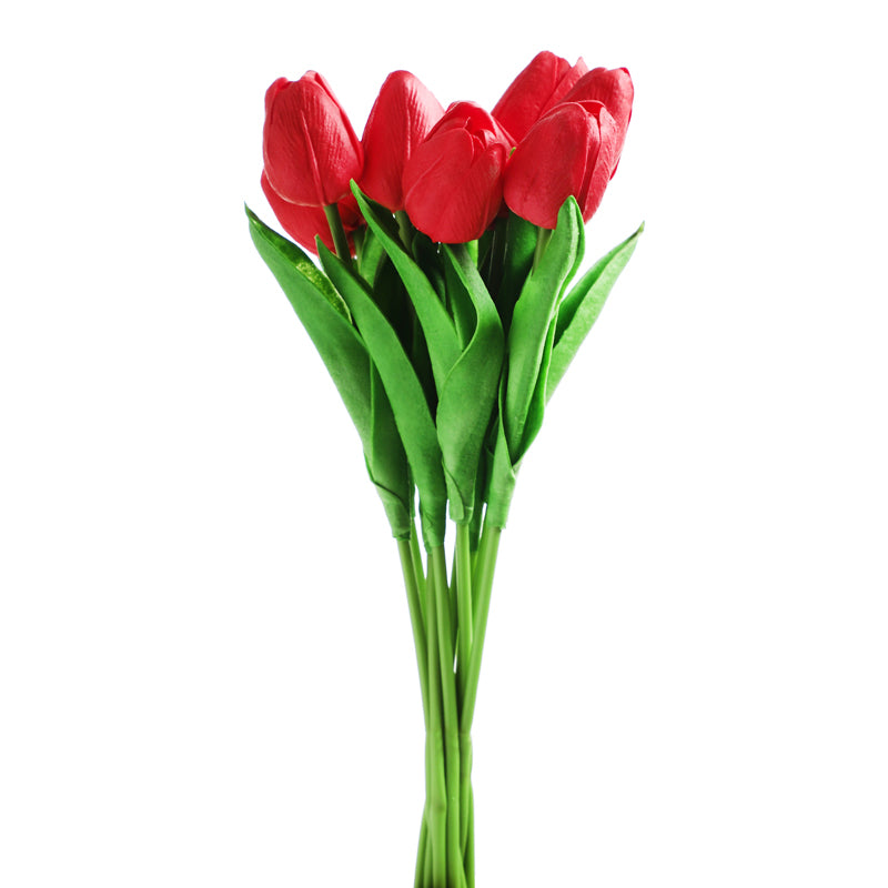 Buy Faux Red Tulip Stick - Set Of Ten Artificial Flowers from Vaaree