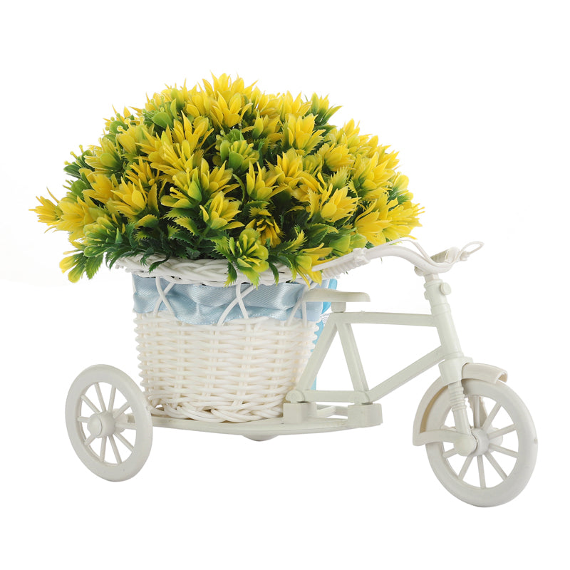 Artificial Plants - Faux Yellow Leaf Plant On Mini Cycle Rikshaw