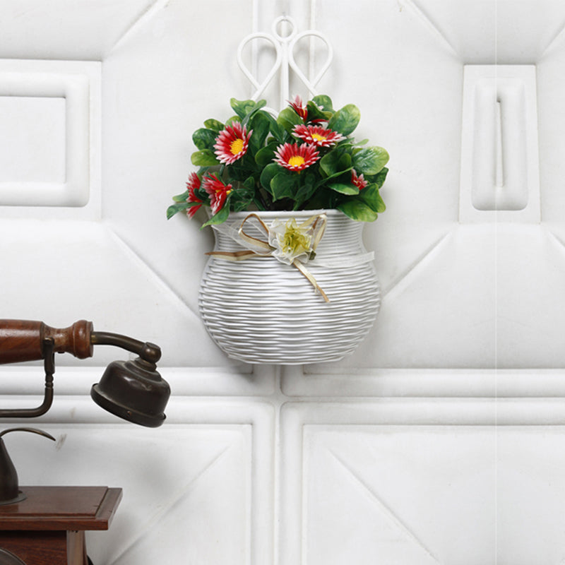 Artificial Plants - Faux Red Daisy Plant With Wall Hanging Pot