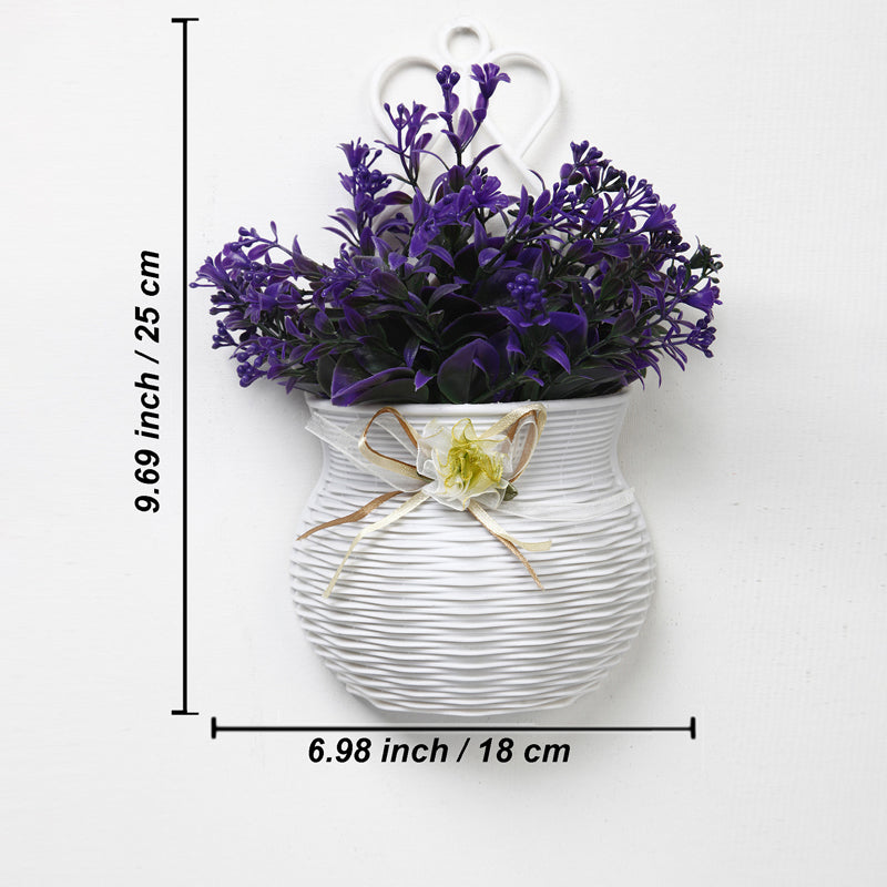 Artificial Plants - Faux Lilac Flower Plant With Wall Hanging Pot