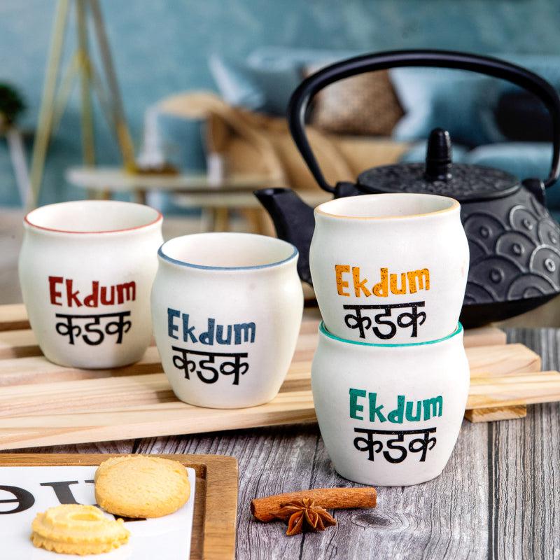 Buy Ekdum Kadak Chai Mug (180 ML ) - Set Of Four Mug & Tea Cup from Vaaree