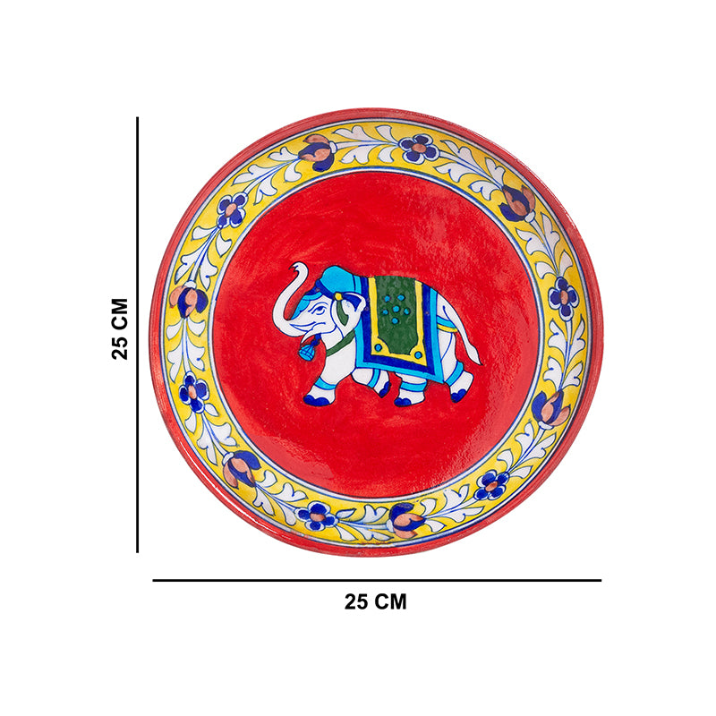 Wall Accents - Gajendra Ceramic Decorative Wall Plate - Red