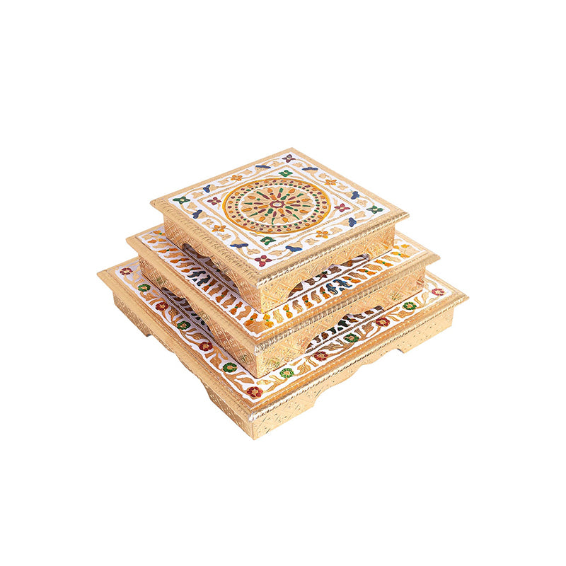 Buy Devaya Handcrafted Chowki - Set Of Three Pooja Chowki from Vaaree