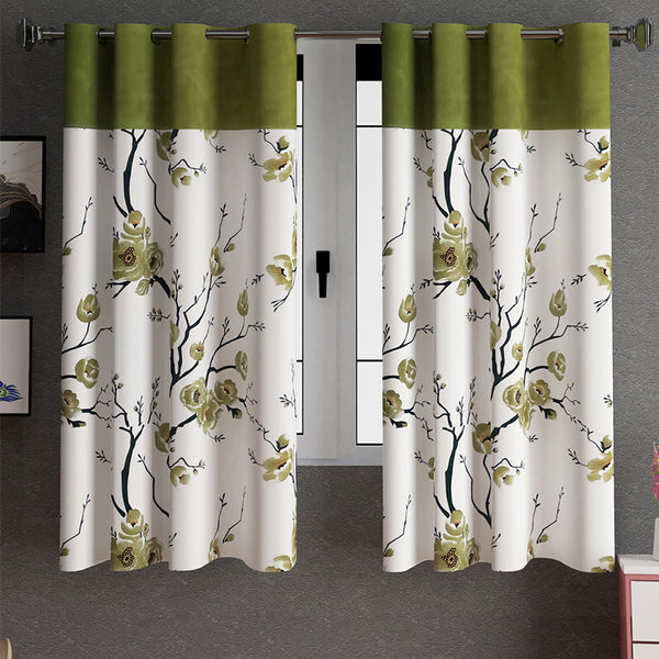 Fern Floral Curtain (Green) - Set Of Two