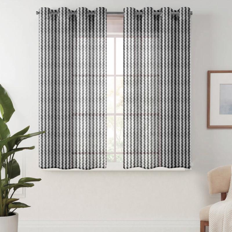 Buy Atla Net Stripe Sheer Curtain (Grey) - Set Of Two Curtains from Vaaree