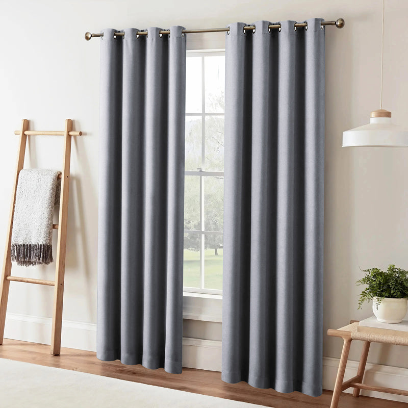 Buy Dwina Solid Blackout Curtain (Grey) - Set Of Two Curtains from Vaaree