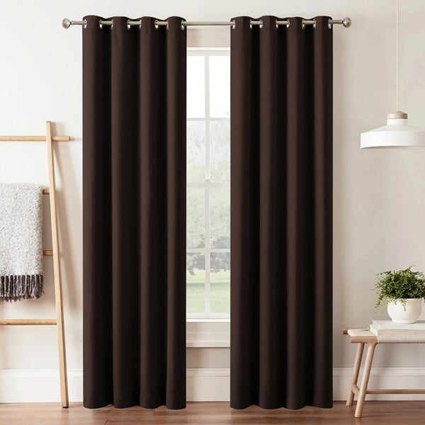 Curtains - Dwina Solid Blackout Curtain (Brown) - Set Of Two