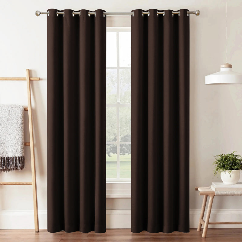 Buy Dwina Solid Blackout Curtain (Brown) - Set Of Two Curtains from Vaaree